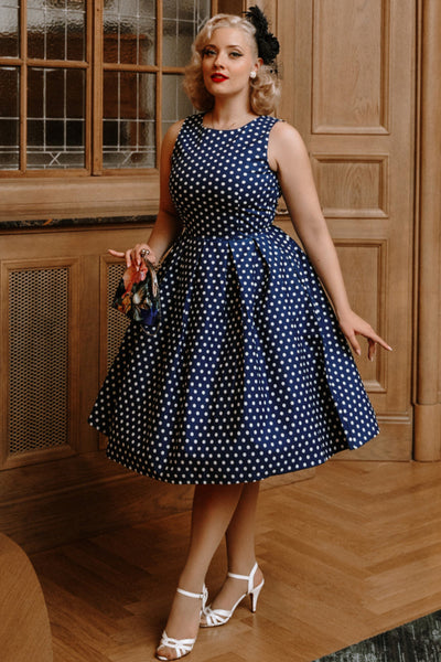Lola Classic Vintage Sailor Dress in Dark Blue