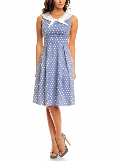 EU STOCK Sally Classic Vintage Sailor Dress in Pale Blue