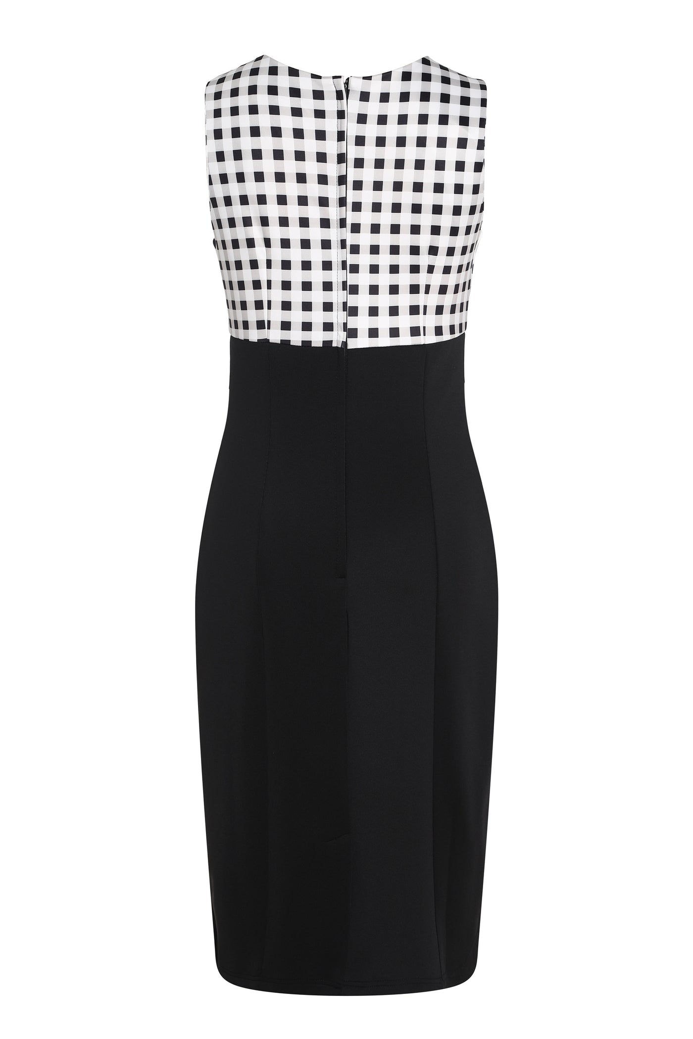 Cheryl Fitted Glam Vintage Black & White Gingham Dress