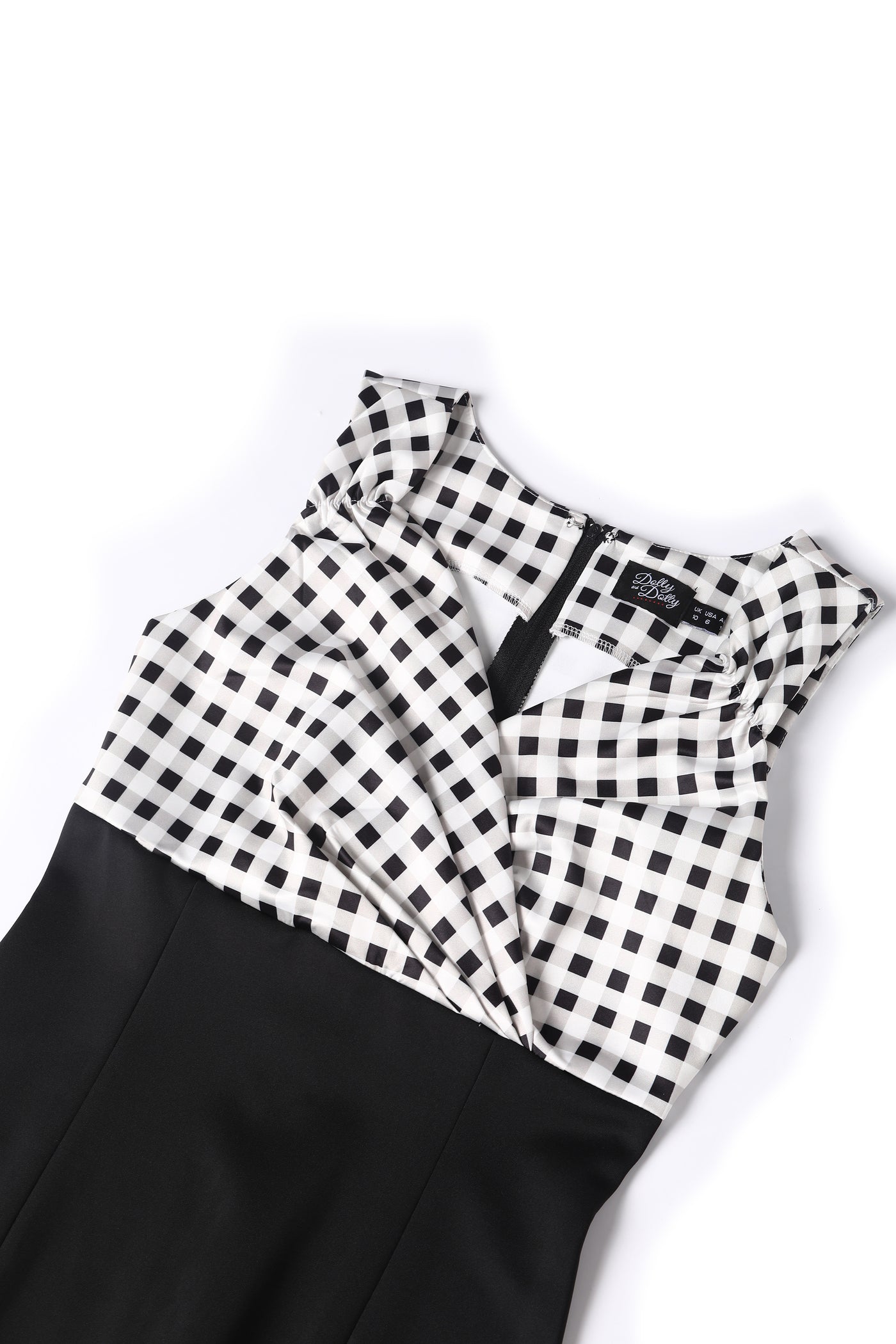 Cheryl Fitted Glam Vintage Black & White Gingham Dress