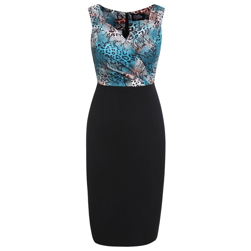 PRE-ORDER Cheryl Fitted Glam Vintage Snake Skin Top and Black Skirt