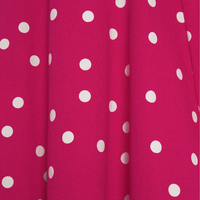 EU STOCK Claudia Flirty Fifties Style Polka Dot Dress In Hot Pink/White