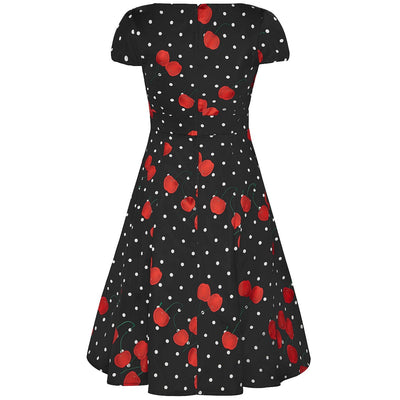 PRE ORDER Claudia Flirty Fifties Style Dress in Black and White Cherry