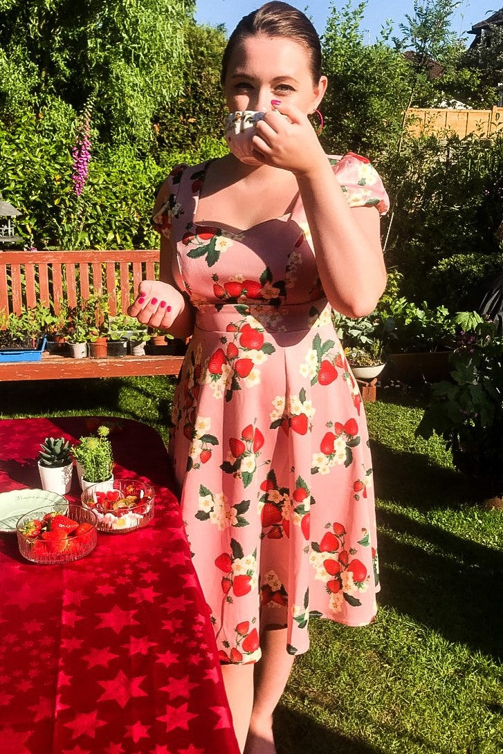 EU STOCK Claudia Pink Strawberry Swing Dress