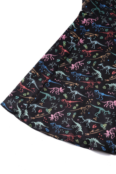 Claudia Black Dinosaur Fossil Print Swing Dress