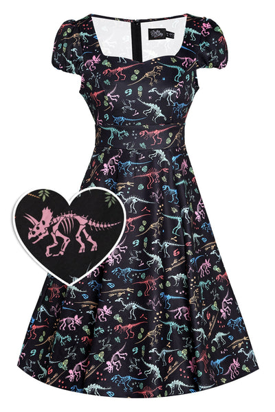Claudia Black Dinosaur Fossil Print Swing Dress