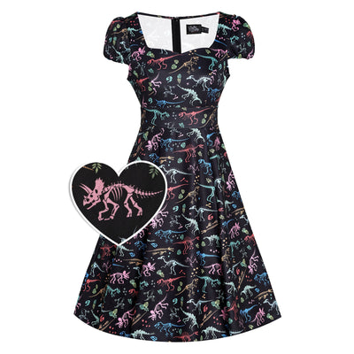 PRE ORDER Claudia Black Dinosaur Fossil Print Swing Dress