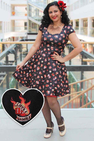 Claudia Rockabilly Skull & Rose Swing Dress