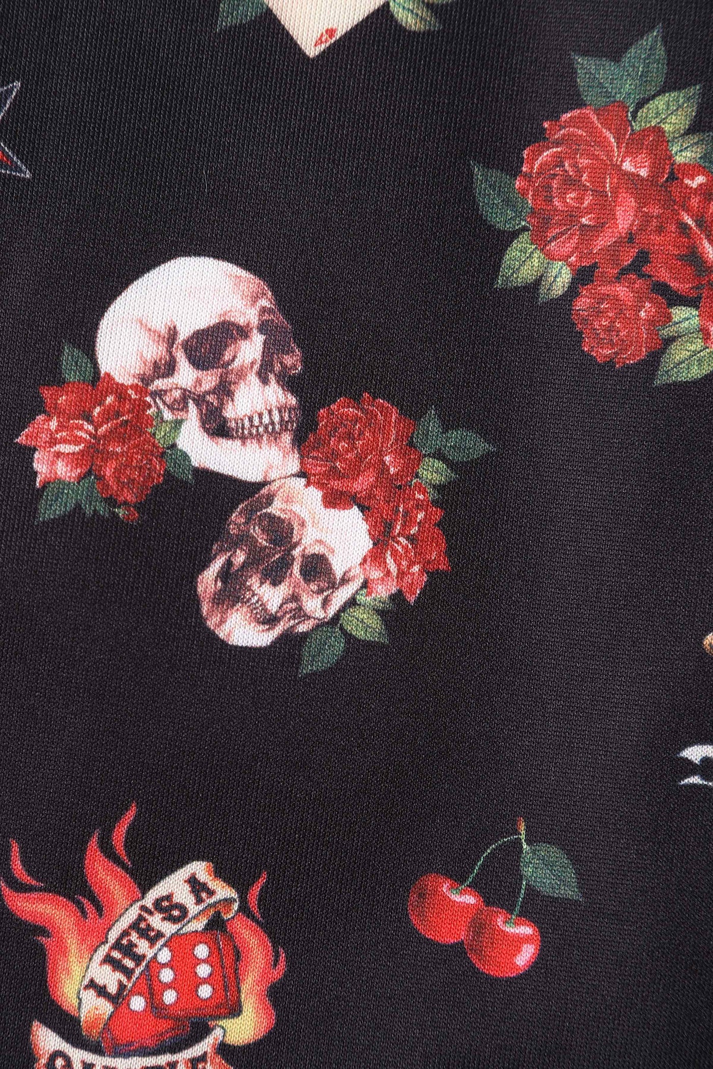 Claudia Rockabilly Skull & Rose Swing Dress