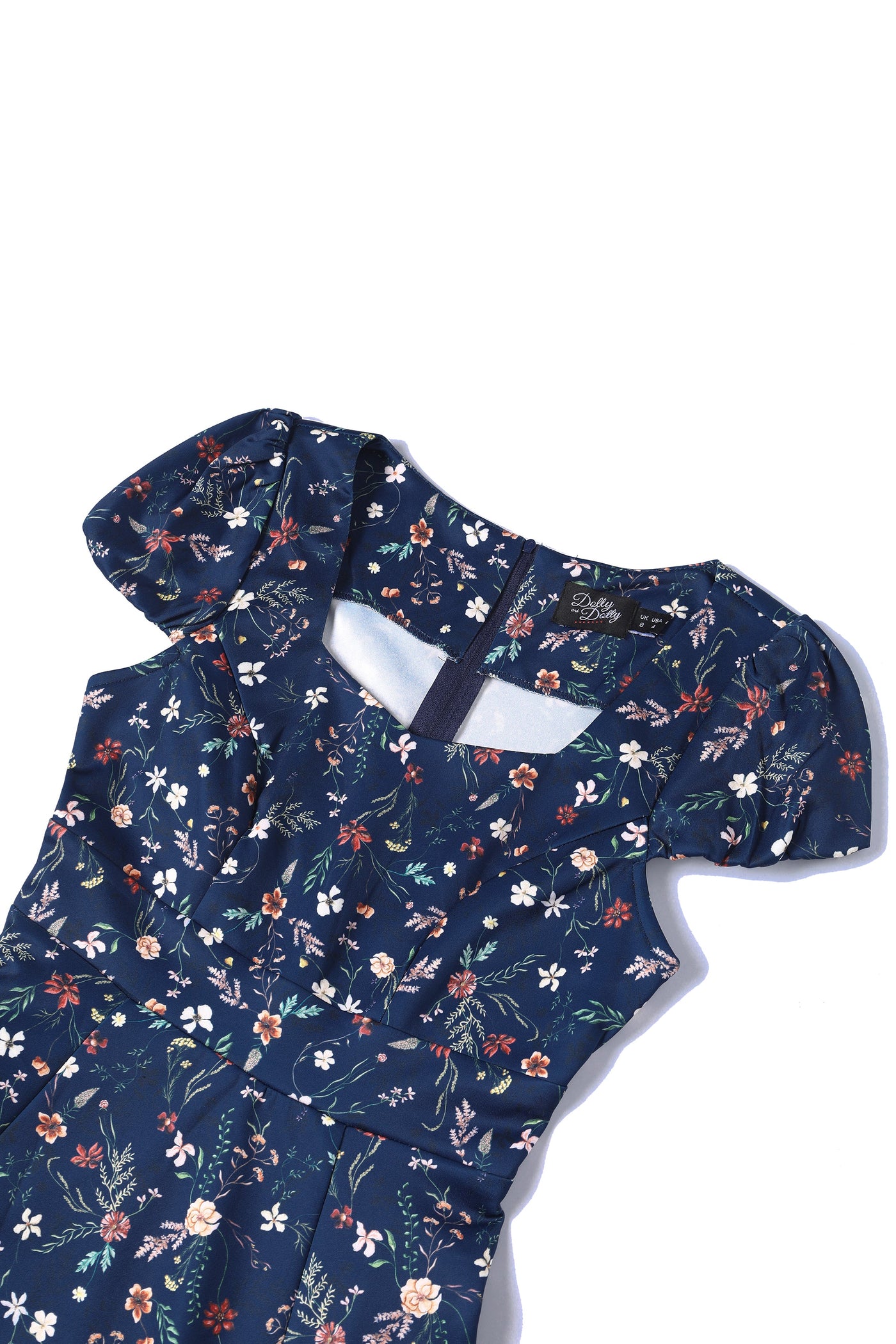 PRE ORDER Claudia Meadow Navy Blue Cap Sleeved Dress