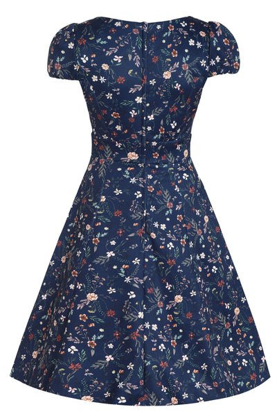 PRE ORDER Claudia Meadow Navy Blue Cap Sleeved Dress