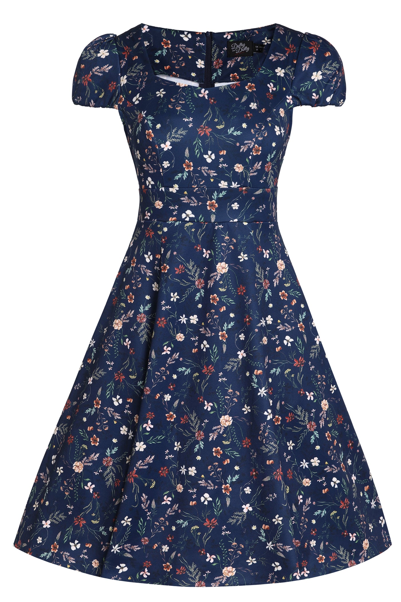 PRE ORDER Claudia Meadow Navy Blue Cap Sleeved Dress