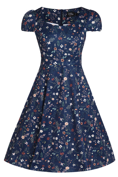 PRE ORDER Claudia Meadow Navy Blue Cap Sleeved Dress