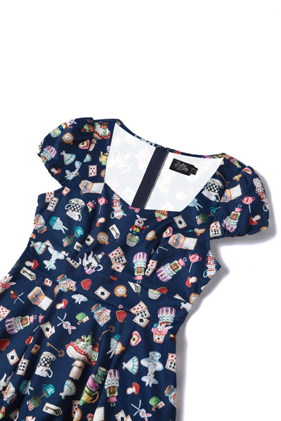 PRE ORDER Claudia Navy Blue Wonderland Swing Dress