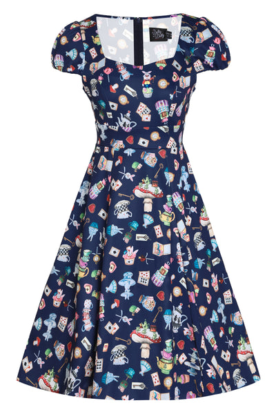Claudia Navy Blue Wonderland Swing Dress