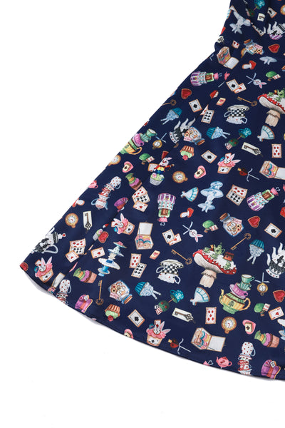 Claudia Navy Blue Wonderland Swing Dress