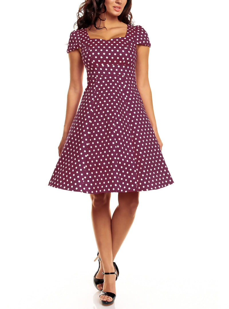 Claudia Flirty Fifties Style Dress in Purple