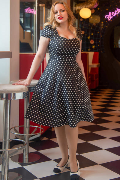 PRE ORDER Claudia Flirty Fifties Style Dress in Black/White