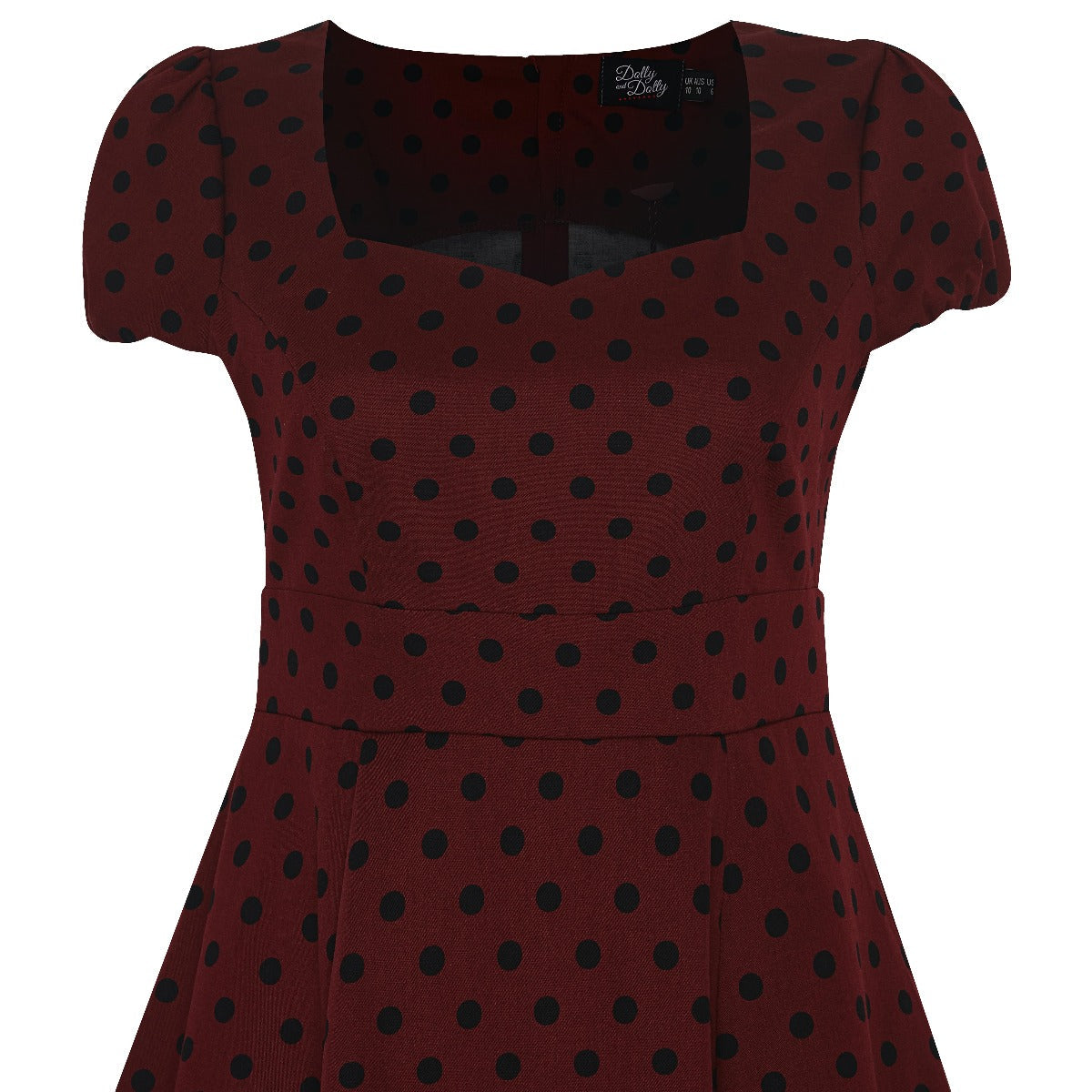 PRE ORDER Claudia Flirty Fifties Polka Dot Dress in Burgundy/Black