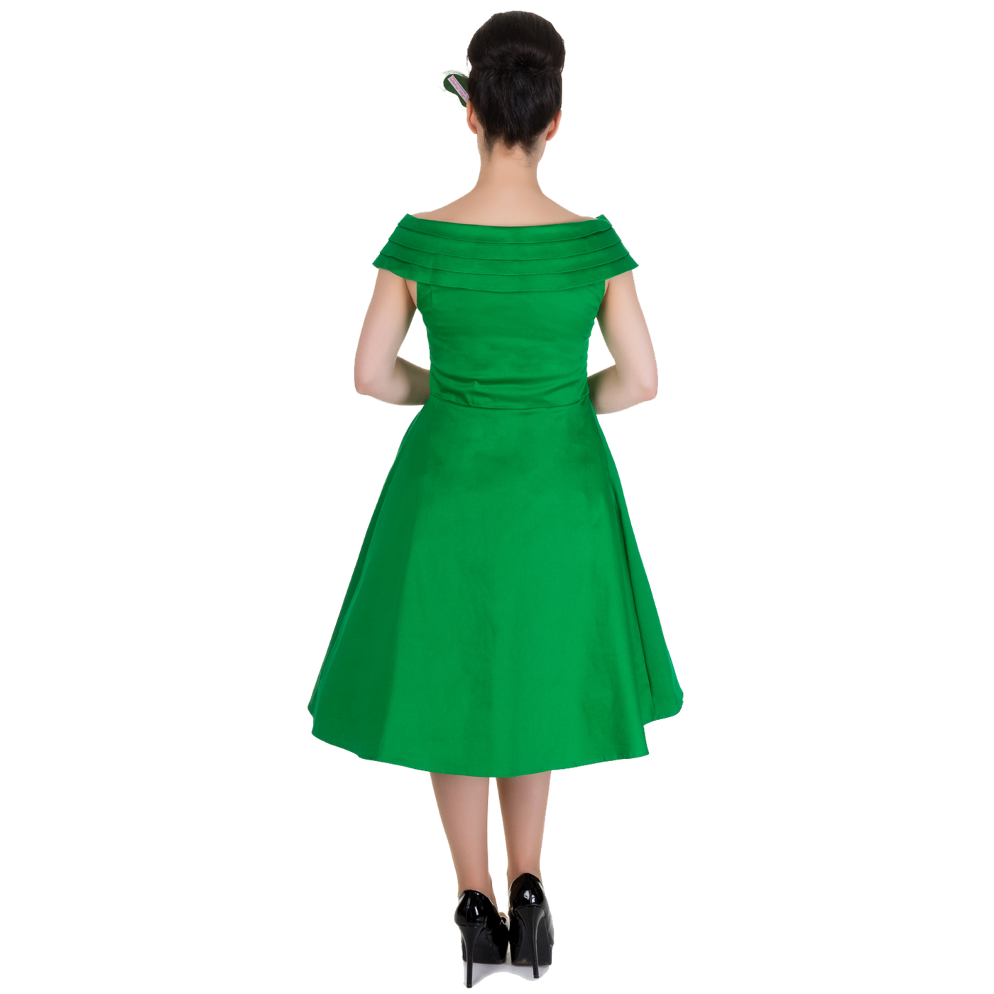 Marcia Boat Neck Rockabilly Dress in Green
