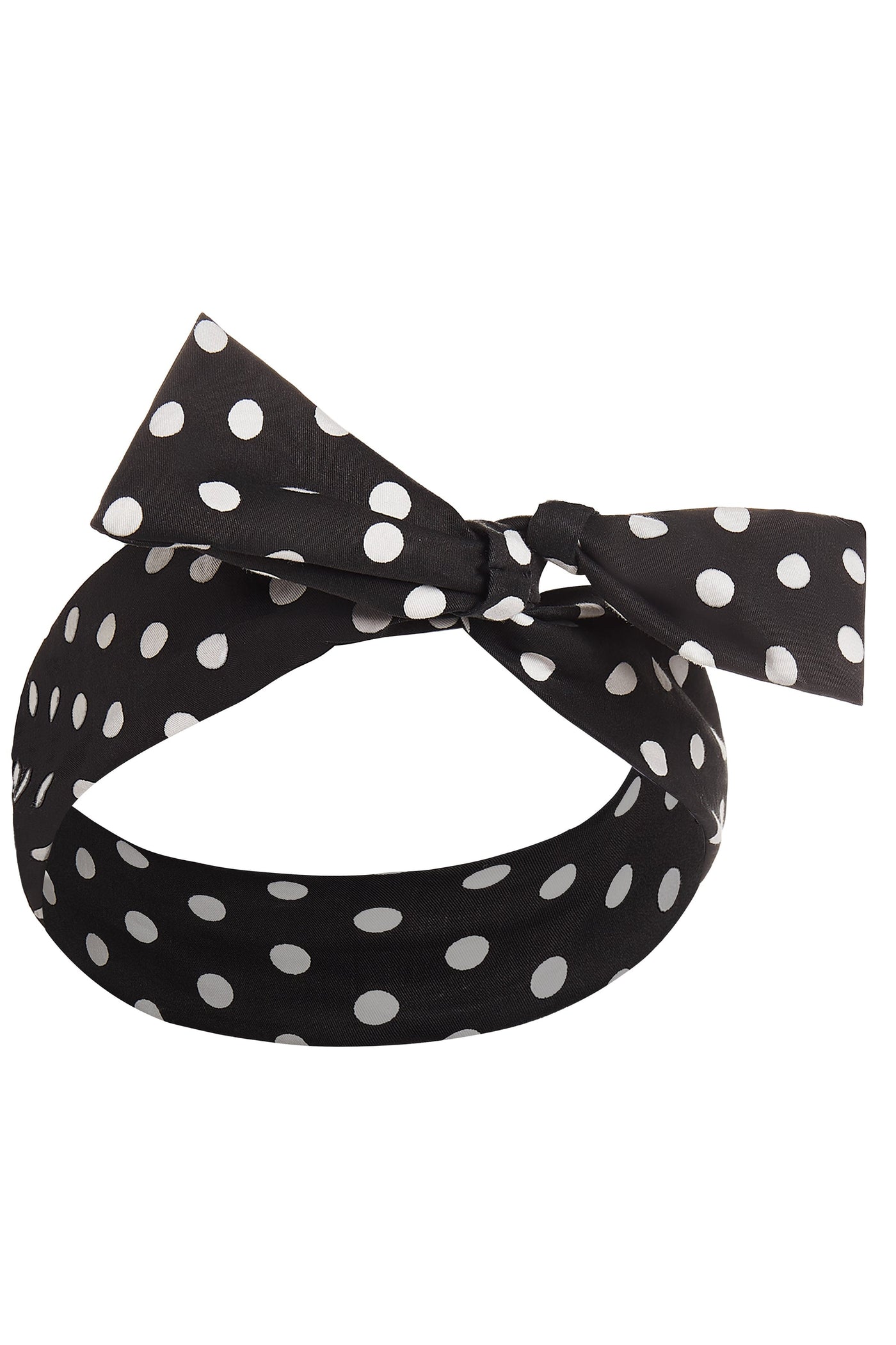 50's inspired Bow Tie headband in Black-Small White Polka dots