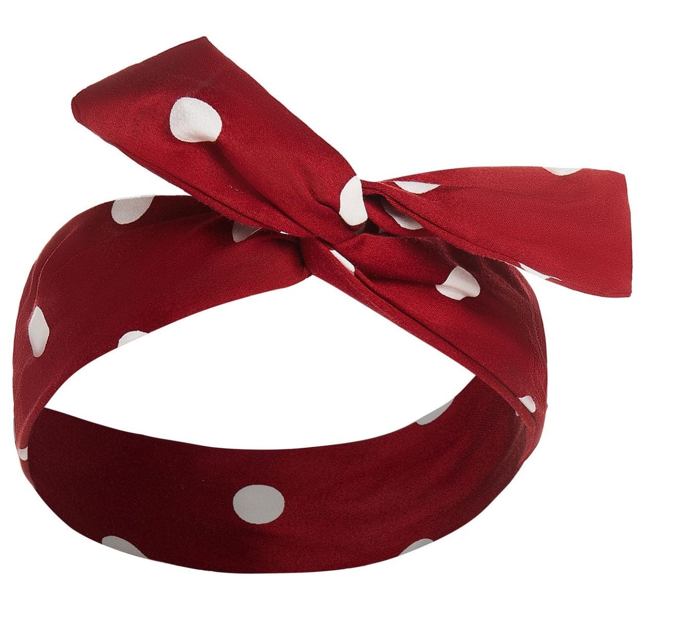 50's inspired Bow Tie headband in Red/Big White Polka dots