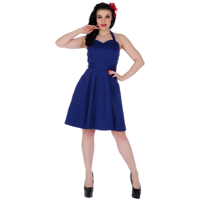 Nancy Sweetheart Neckline Rockabilly 50's Dress in Navy Blue