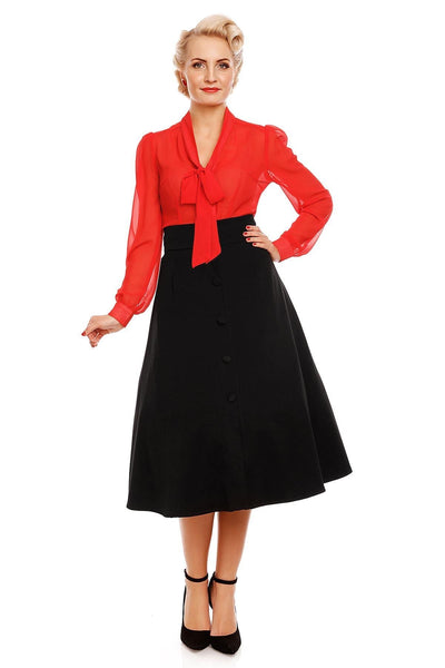 PRE ORDER Margaret Long Sleeve Chiffon Blouse in Red