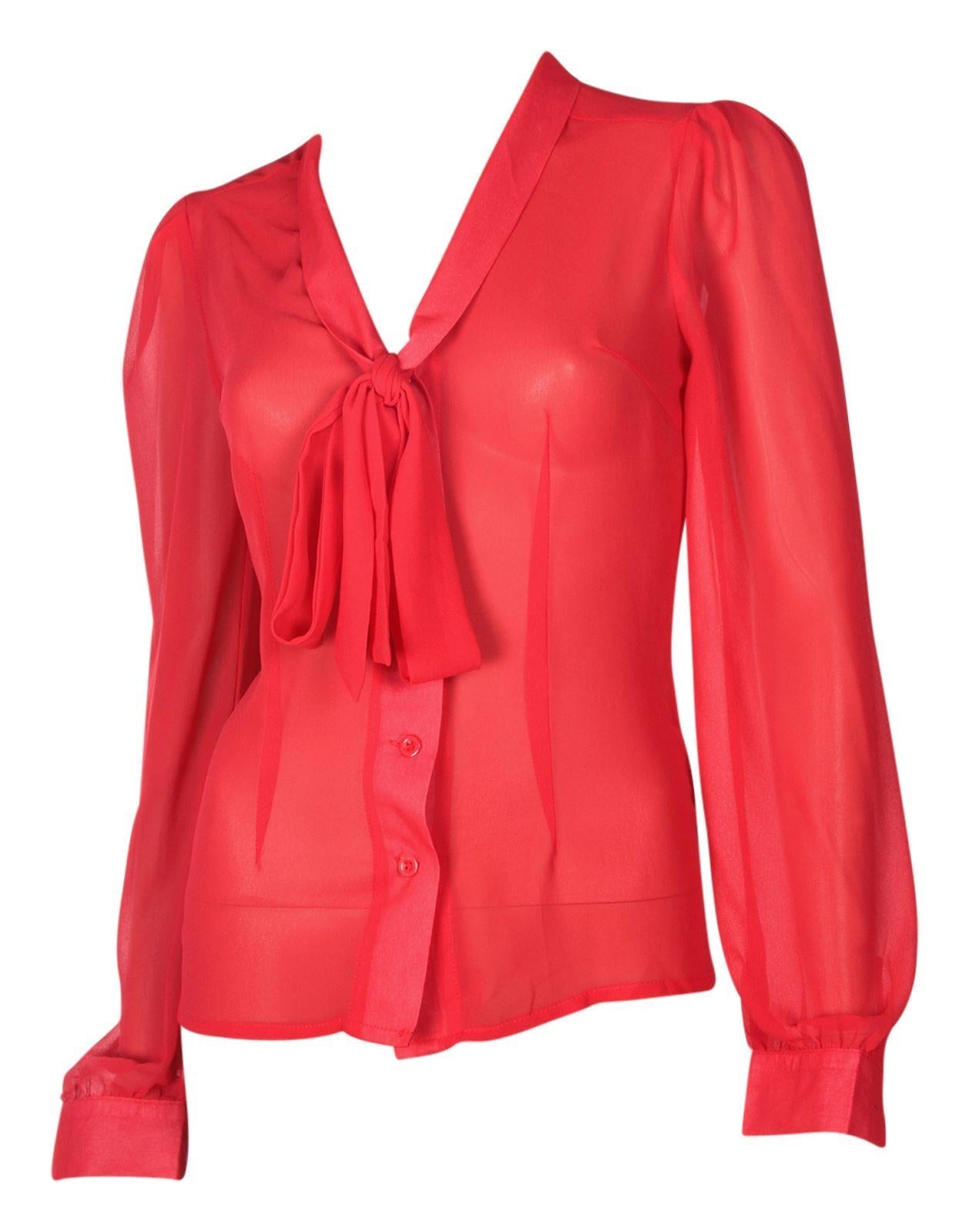 PRE ORDER Margaret Long Sleeve Chiffon Blouse in Red