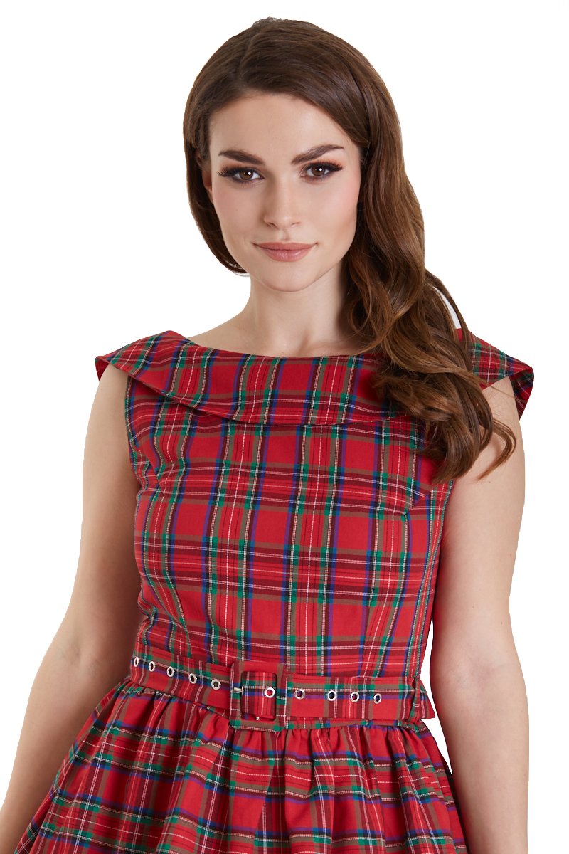 Cindy Highland Red Tartan Circle Dress2