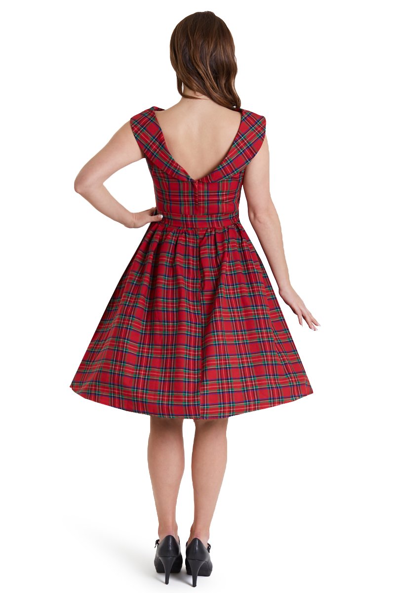 Cindy Highland Red Tartan Circle Dress3