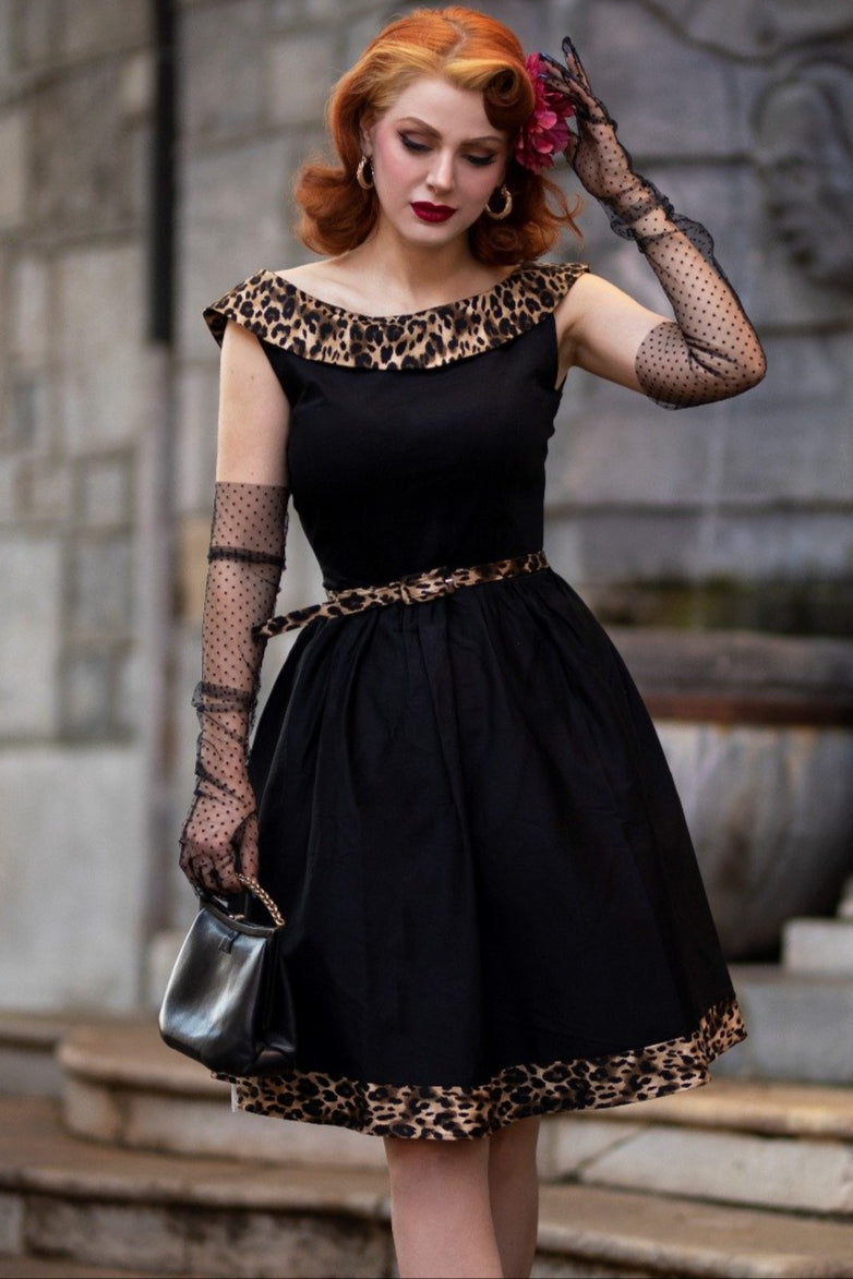 Cindy Retro Dress in Leopard Print2
