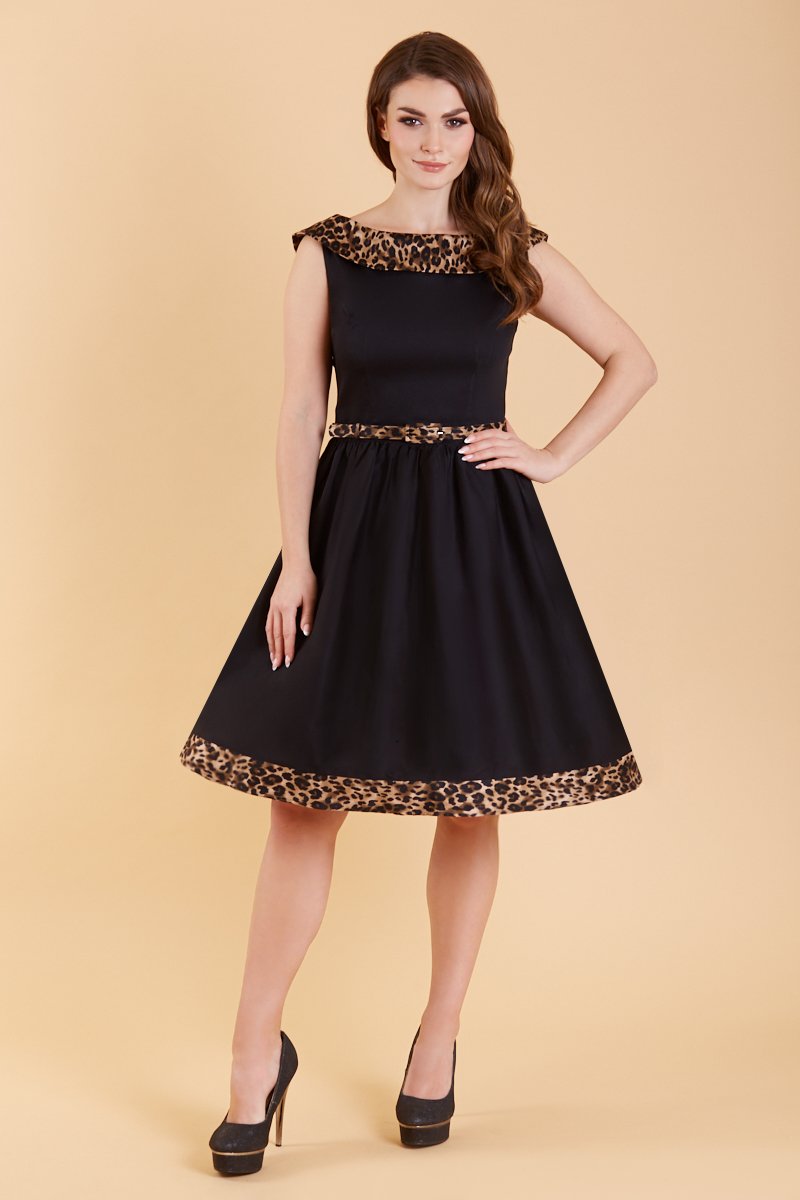 Cindy Retro Dress in Leopard Print3