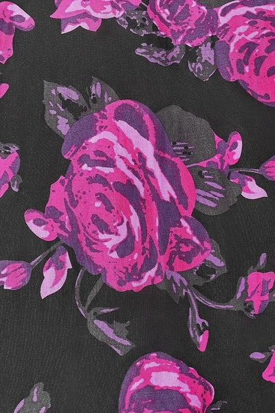 Darlene Retro Black-Pink Roses Swing Dress5
