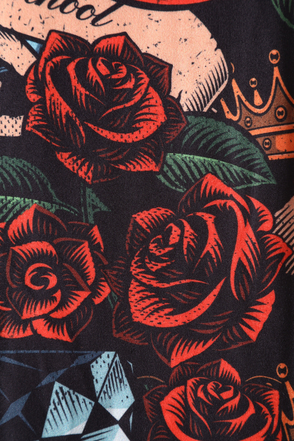 Darlene Black Rockabilly Heart & Roses Retro Print Swing Dress