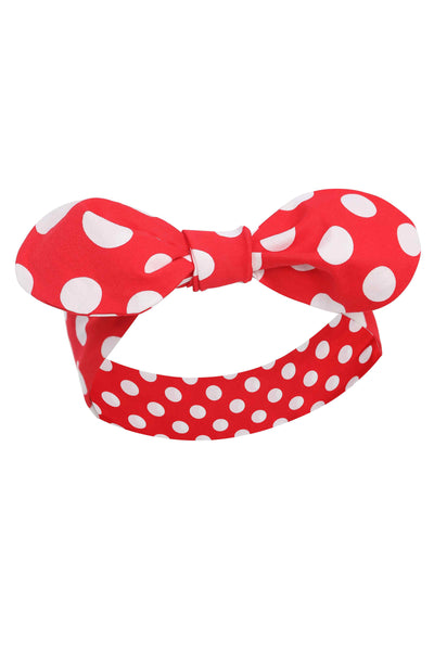 Quirky Headband in Red & White Polka Dot Print
