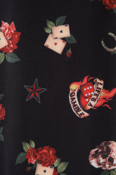 Quirky Headband in Skull & Rose Print