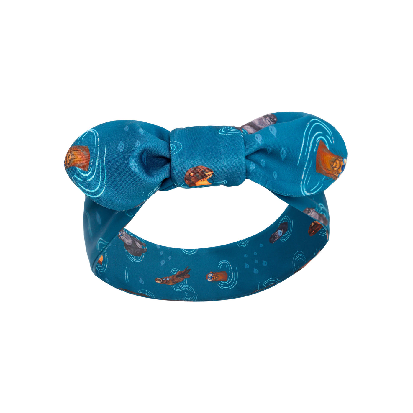 Quirky Headband in Blue Otter Print