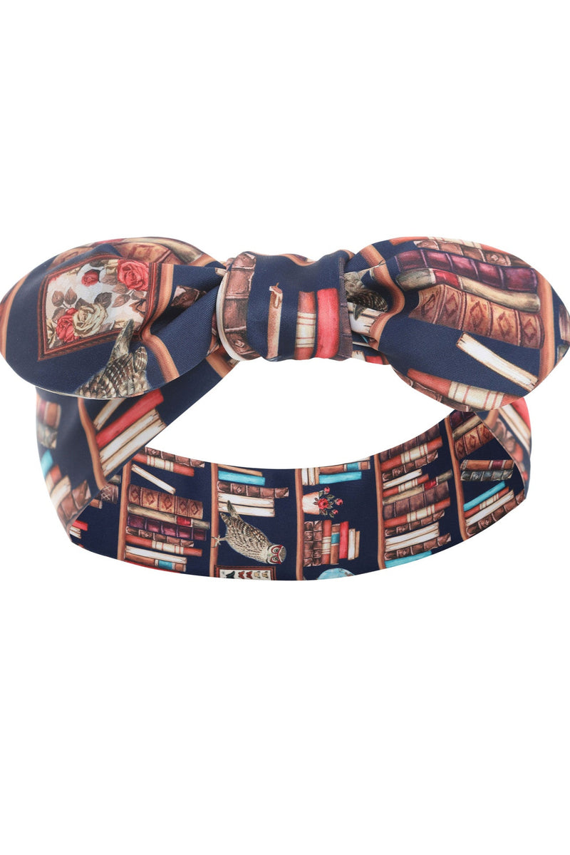 Quirky Headband in Library Book & Owl Print