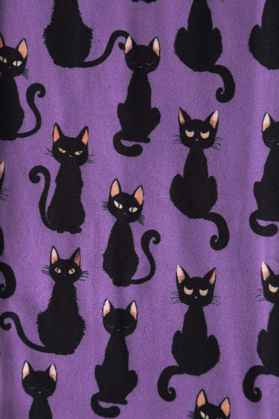 50's Inspired Quirky Headband in Purple Black Cat Print