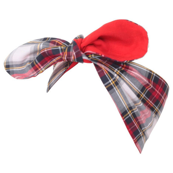50's Inspired Vintage Headband in White-Red Check