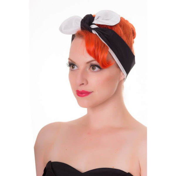 Vintage Inspired Plain Headband in Black and White