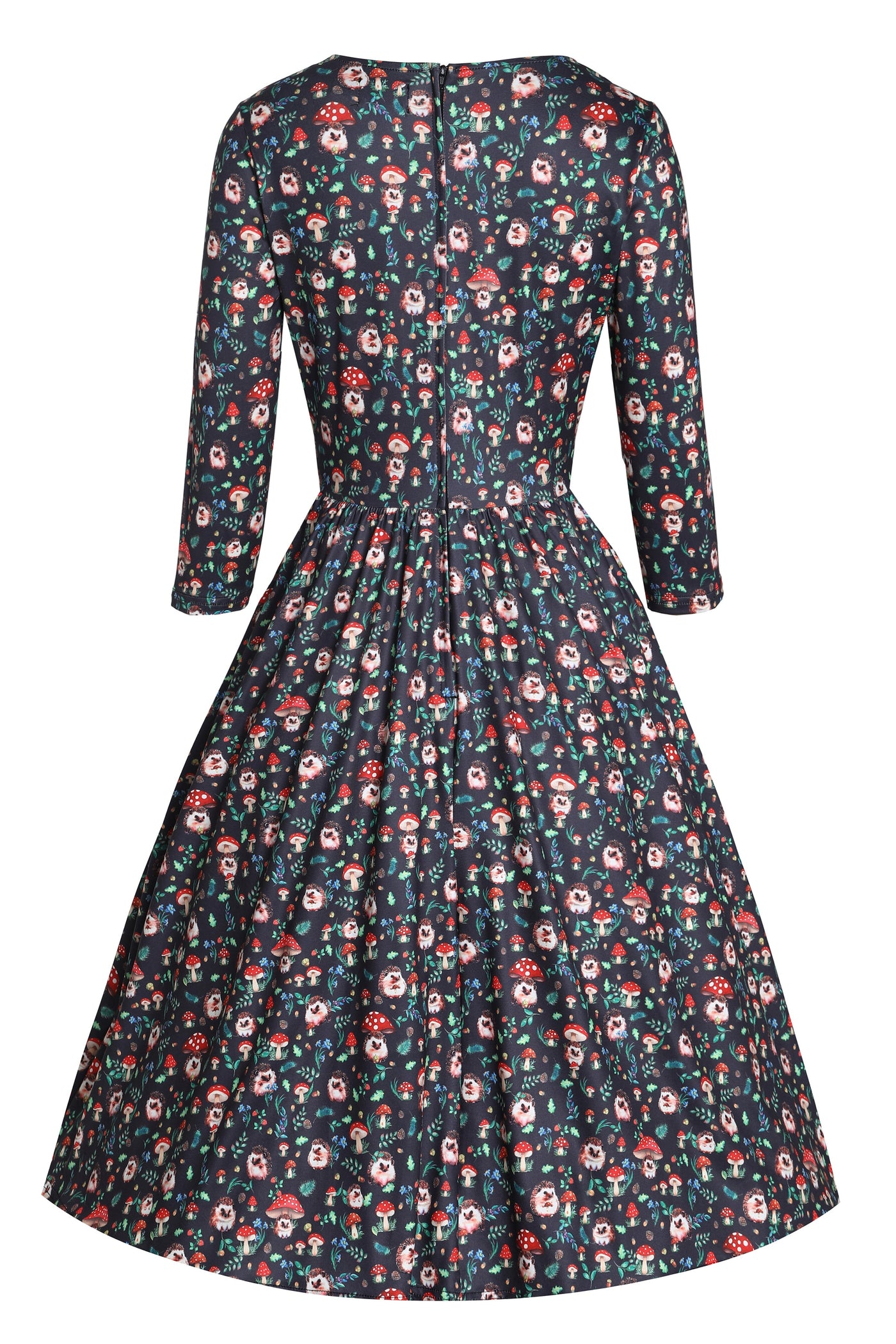 PRE ORDER Billie Black Hedgehog & Mushroom Print Dress
