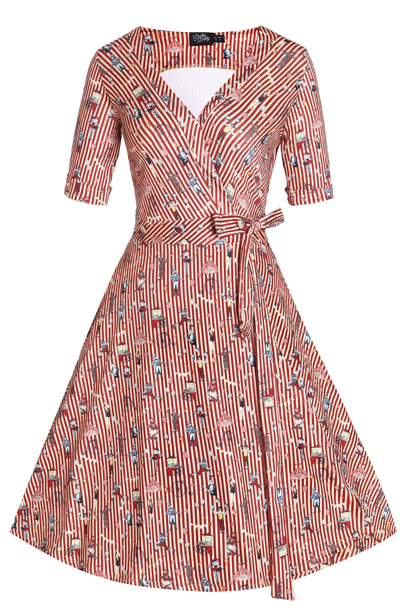 Matilda Circus Red Striped Wrap Dress