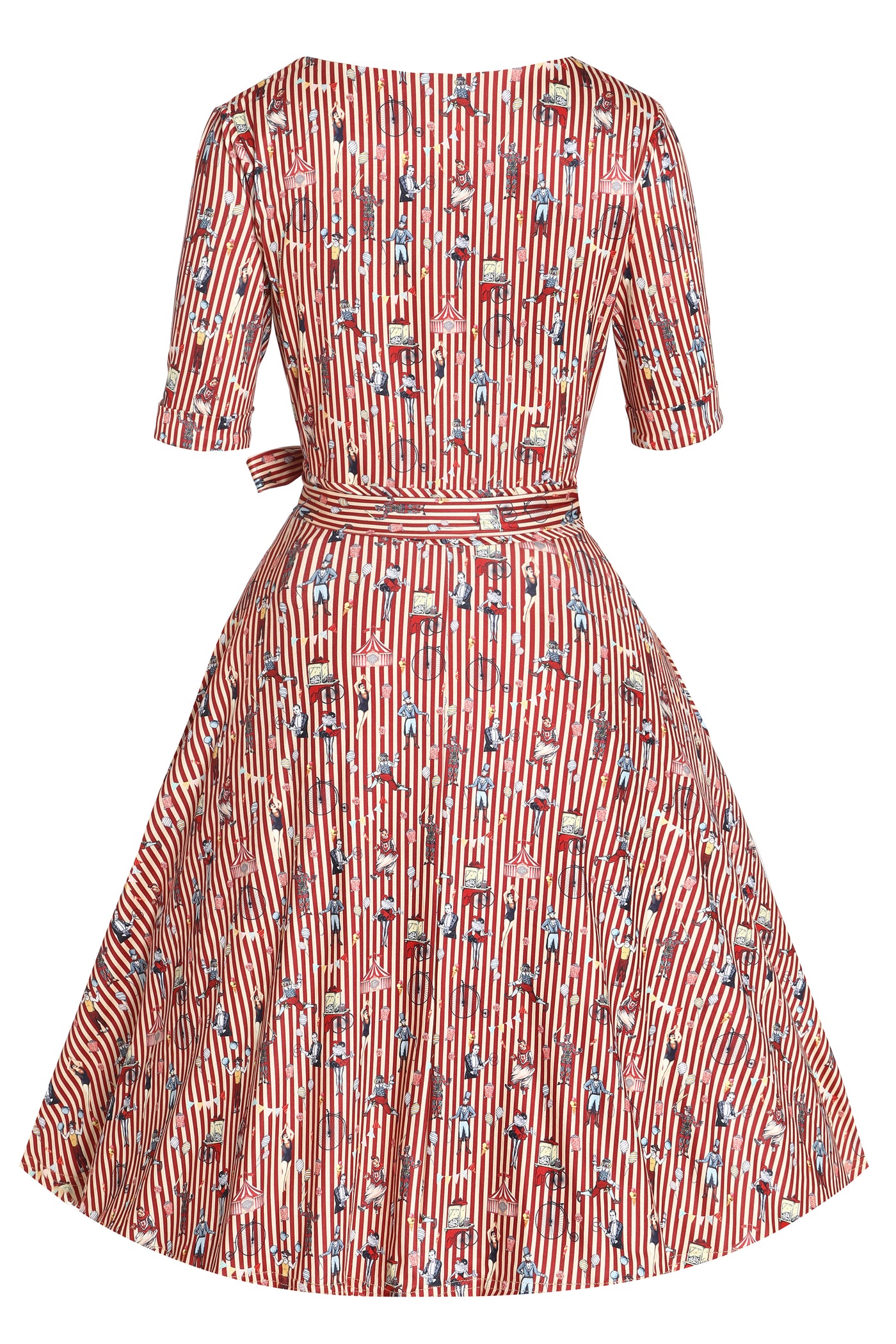 Matilda Circus Red Striped Wrap Dress