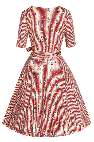 Matilda Circus Red Striped Wrap Dress