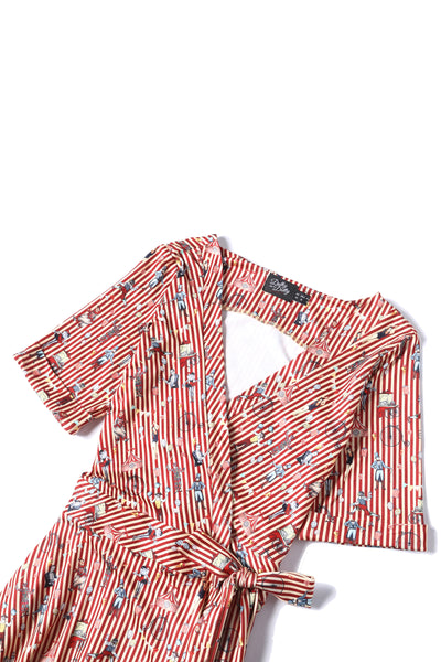 Matilda Circus Red Striped Wrap Dress