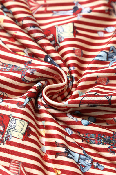 Matilda Circus Red Striped Wrap Dress