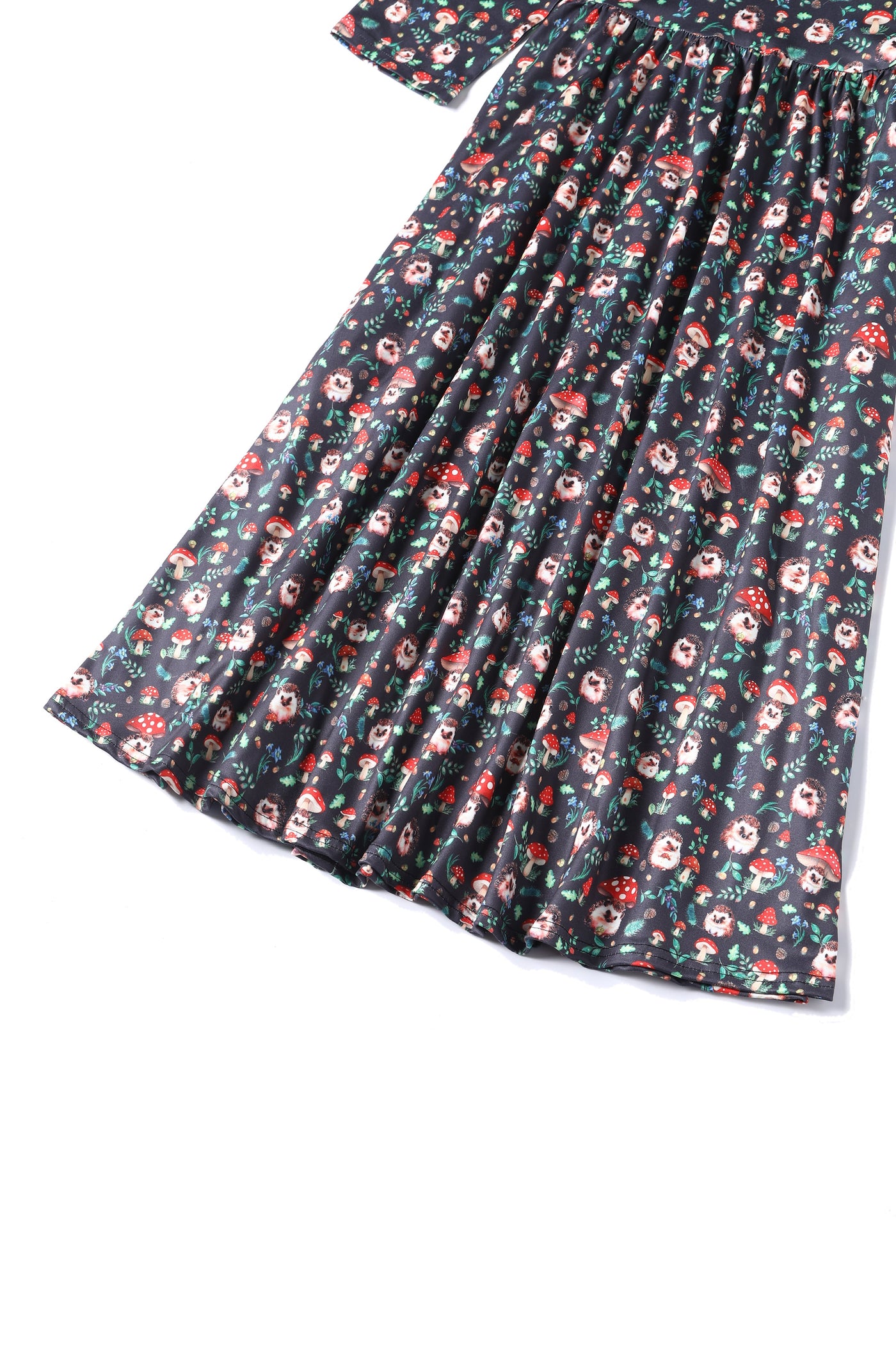 PRE ORDER Billie Black Hedgehog & Mushroom Print Dress