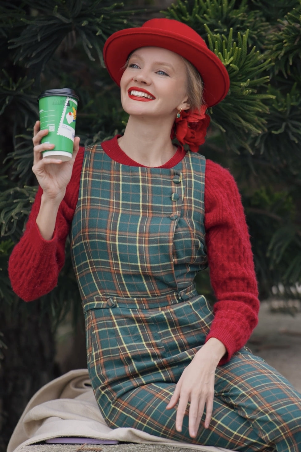 Sylvia Green Tartan Jumpsuit